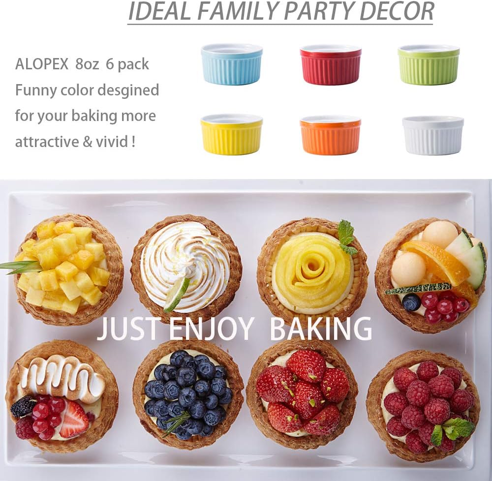 Buy Alopex 8 Oz Ramekins Oven Safe Porcelain Souffle Cups Baking Dish Perfect For Creme Brulee Ice Cream Desserts And Pudding Set Of 6 Colorful Online In Turkey B085nl4z98