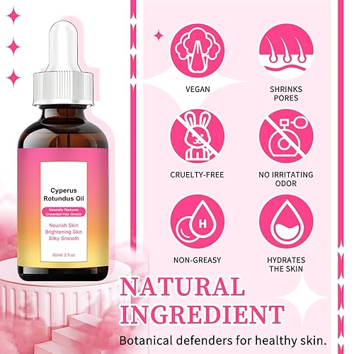 Miniatura 5 de Aceite Cyperus Rotundus para depilación, fórmula natural para reducir y ralentizar el crecimiento del vello corporal, alivia la piel, ingrediente