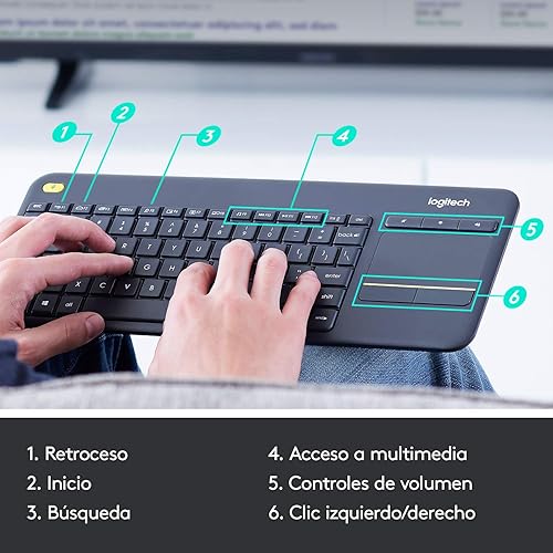 Miniatura 3 de Logitech - Teclado con panel táctil Logitech K400 Plus Negro (renovado)