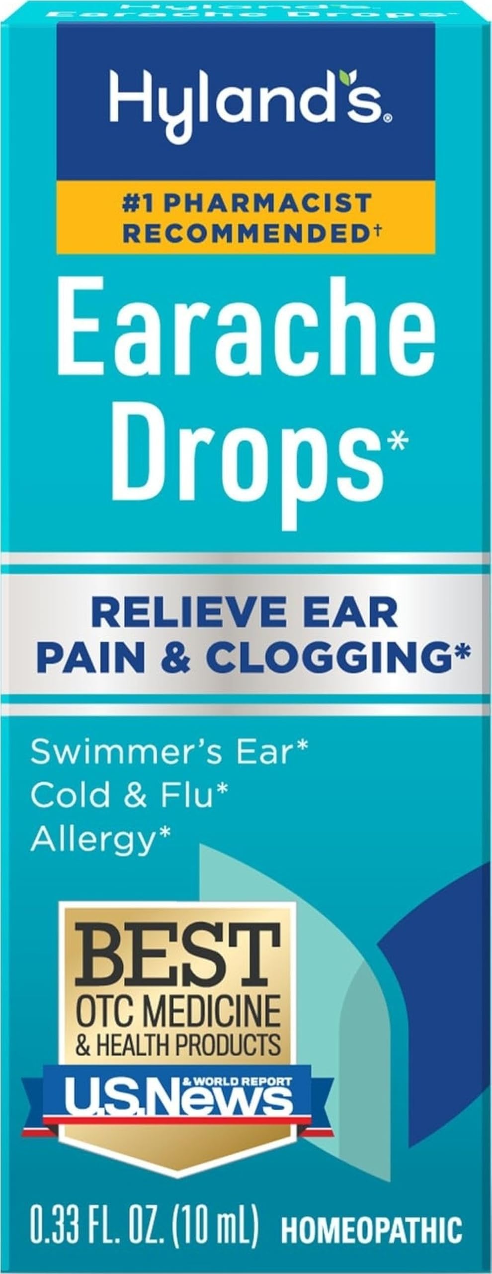 Hyland's Earache Drops, Natural Relief of Swimmer's Ear, Cold and Flu, Allerg...