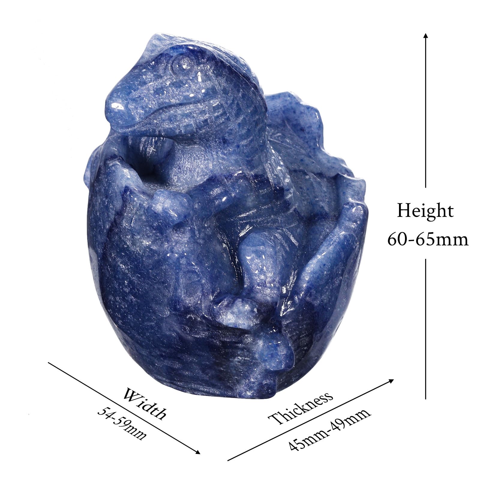 Nupuyai 2.5" Blue Aventurine Crystal Stone Hatching Dinosaur Egg Statue - Image 2