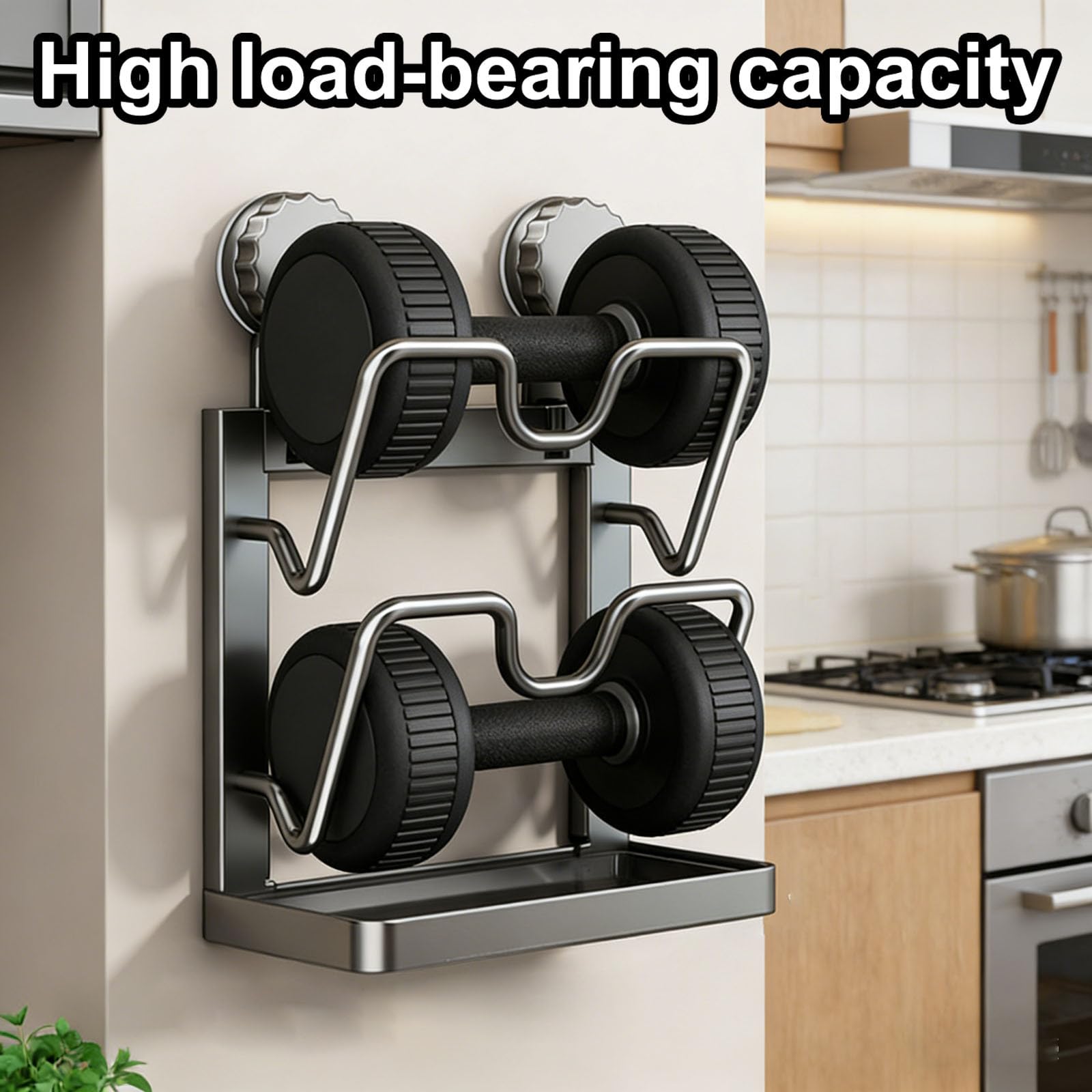 Estante de almacenamiento multifuncional para tapa de cocina, soporte vertical en forma de U con bandeja de goteo extraíble para encimera y estufa, tiene una función de almacenamiento de tapa 061486