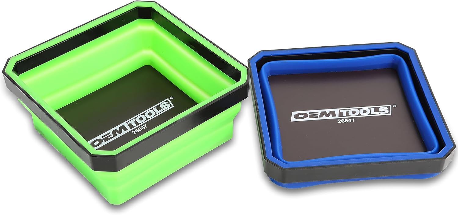 OEMTOOLS 26547 Magnetic Collapsible Trays – 2 Pack for Nuts, Bolts & DIY