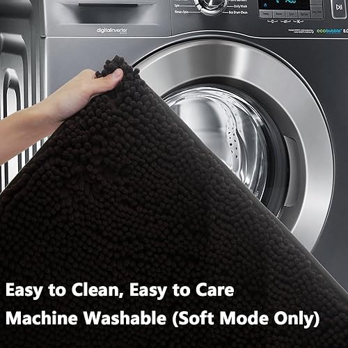 Miniatura 8 de BOANKODU Juego de 2 alfombras de baño absorbentes para baño, felpilla muy suave, antideslizante, 32 x 20 pulgadas + 20 x 20 pulgadas, alfombra de