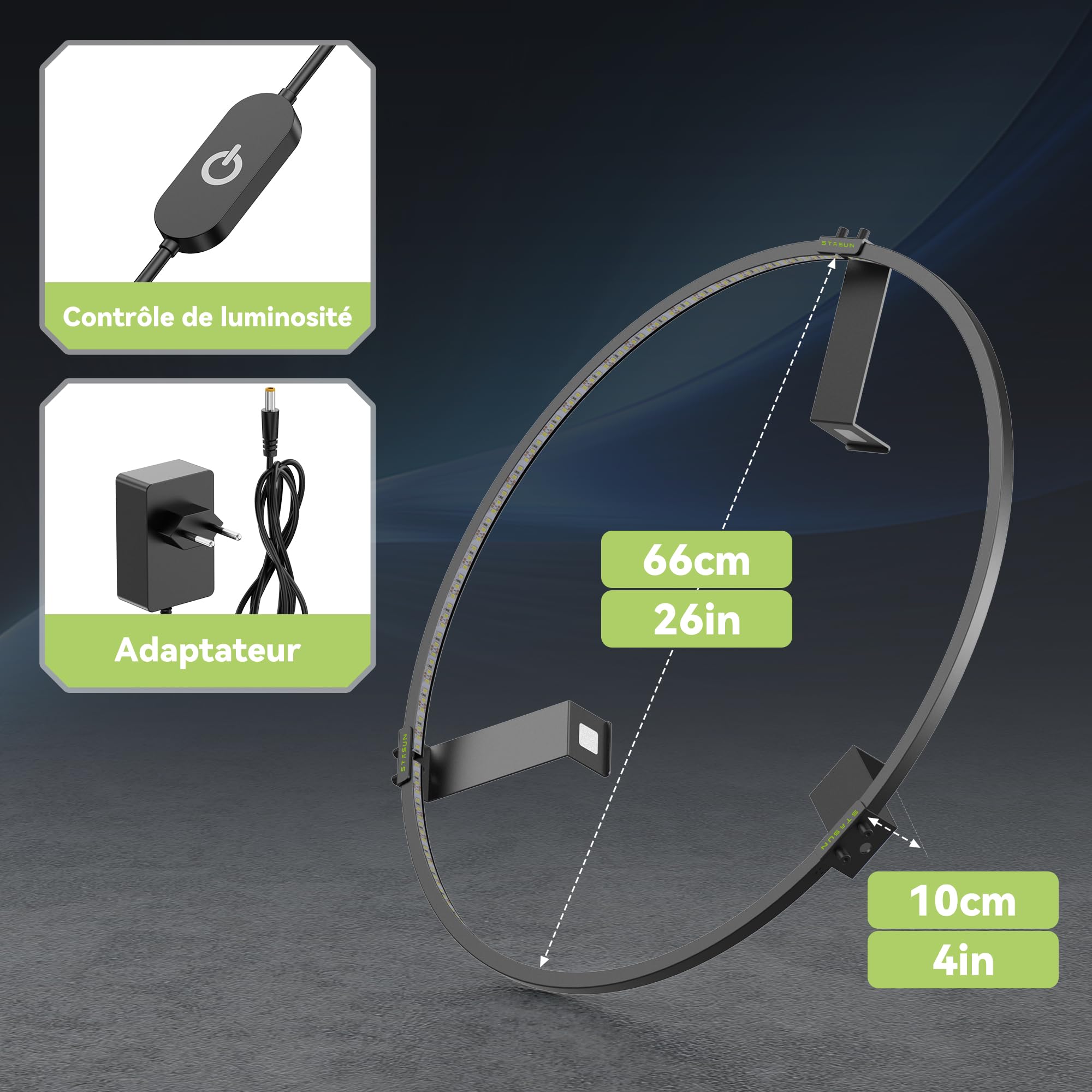 STASUN Eclairage Cible flechette, Lampe LED 360° sans Ombre, Luminosité Réglable 10%-100% 6500K, Fixation Magnétique sans Outil, Boîtier Métallique, Câble Extra Long 3m, Accessoire pour fléchettes