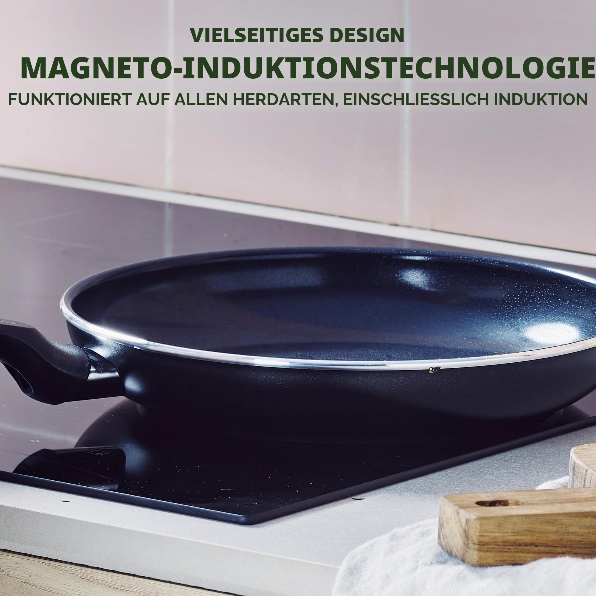 GreenPan Memphis Bratpfannen-Set, 20 cm, 24 cm & 28 cm, Gesunde Keramische Antihaftbeschichtung, PFAS-frei, Induktionsgeeigent, Spülmaschinenfest, Backofenfest, Muttertagsgeschenk, Schwarz