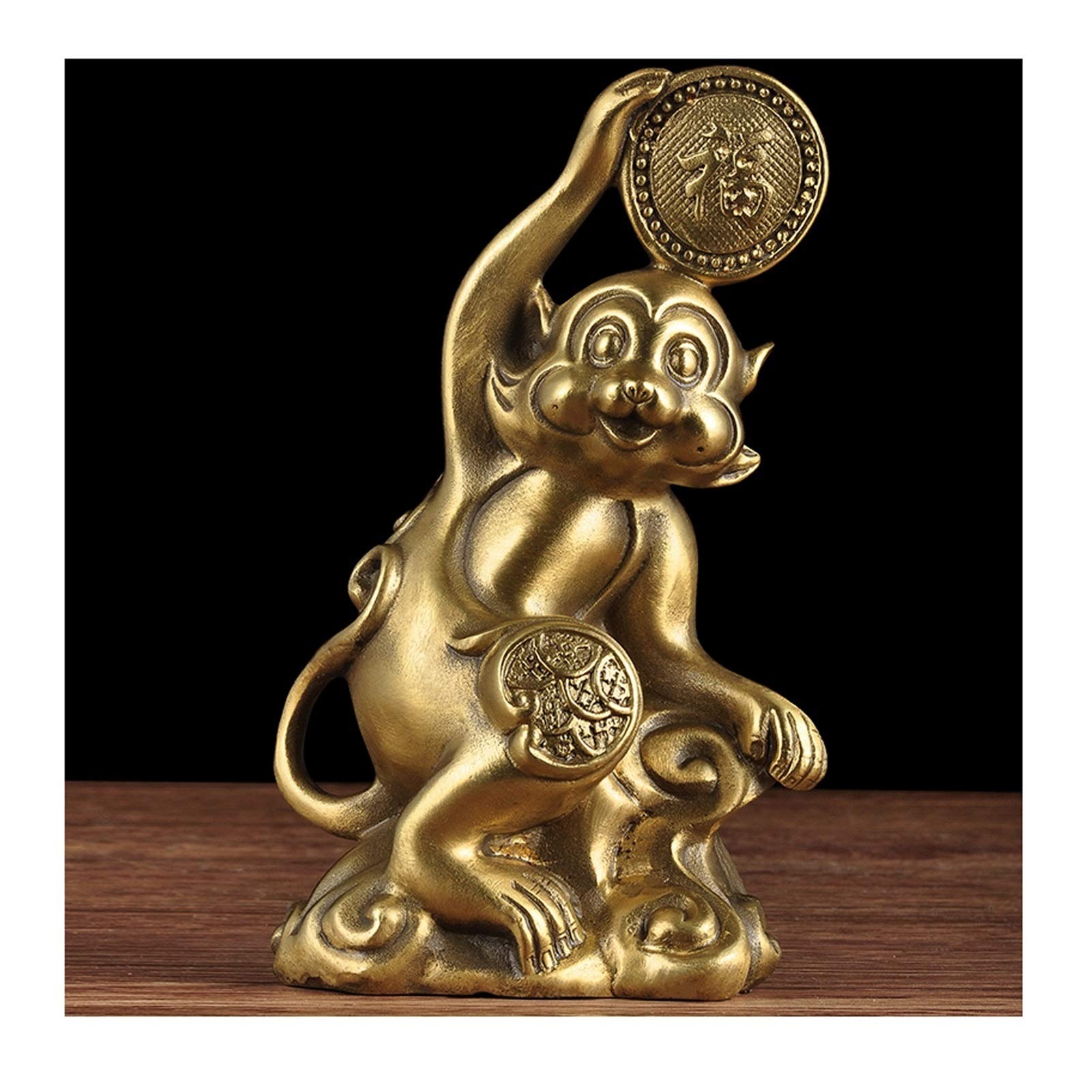 SBCGFY Sculpture Accent Monkey Statue Zodiac Monkey Feng Shui Home Decoration Office Crafts Collectible Mascot Attract Wealth Tabletop Statue,Size_Name-S
