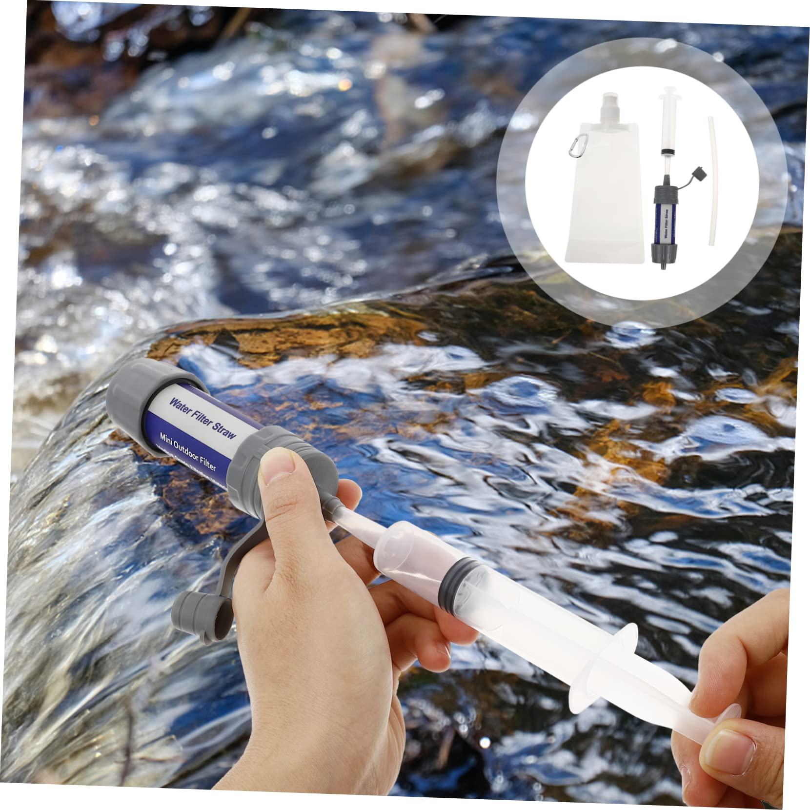 WOONEKY Tragbarer Wasserfilter aus Abs Kleiner Wasserreiniger für Camping und Outdoor Sicher und Präzise Gefertigt Kompakt für Notfall Trinkwasser