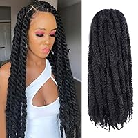 Vista 18 de ToyoTress Marley Twist Cabello para Trenzar - 18 Pulgadas 6 Paquetes Cabello Negro Marley para Faux Locs, Cabello Crochet Marley Twist Rizado Afro