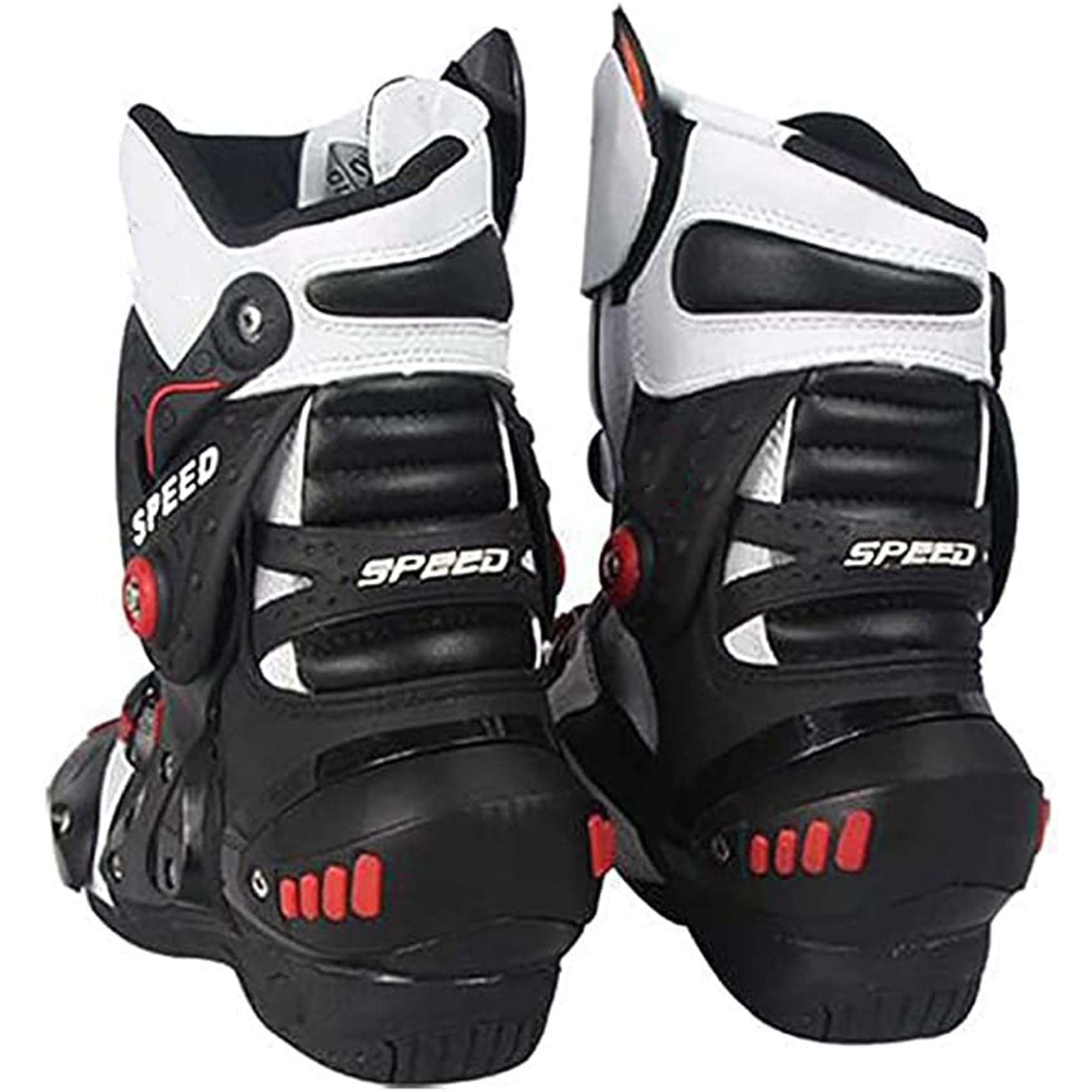 DJFOG Botines cortos de moto para hombre Zapatos de moto pesados de cuero de microfibra Botas de motocross impermeables