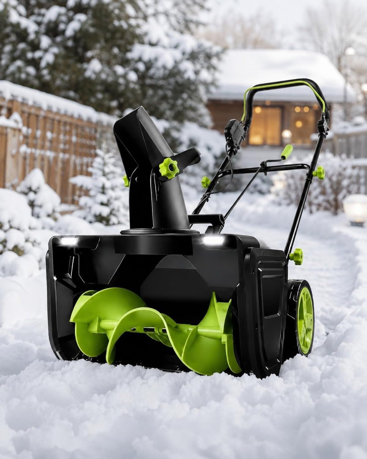 Soplanieve Inalámbrico 3500W Motor Sin Escobillas, Quitanieves Portátil con 2 Baterías Recargables y Mango Ergonómico