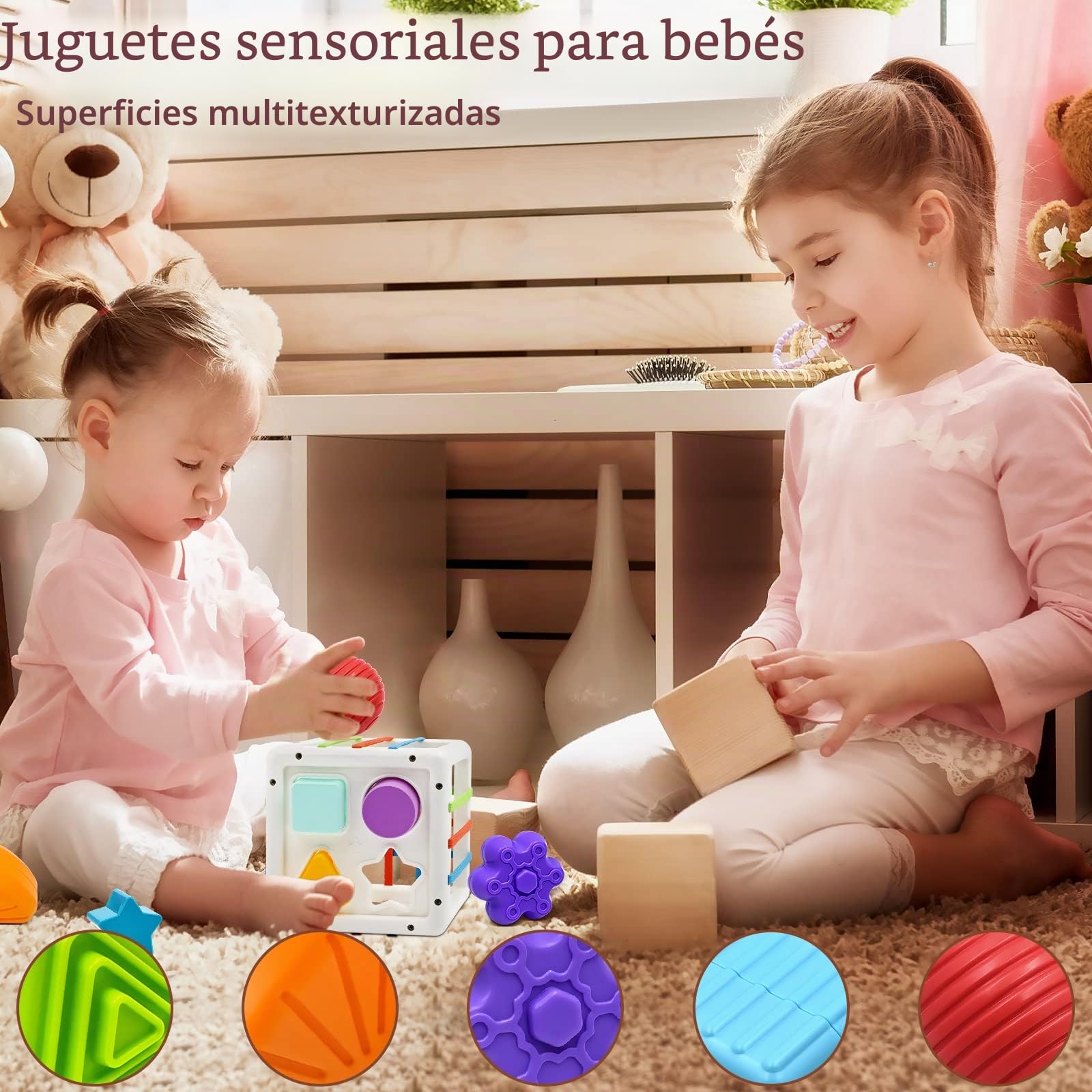 Mailesi Juguetes Montessori Niños 12 18 24 Meses, Juguetes Bebes en Forma de Cubo para La Motricidad Fina y el Aprendizaje Temprano, Regalo Sensorial para Niños y Niñas 1 2 3 Años, Regalo Juguetes