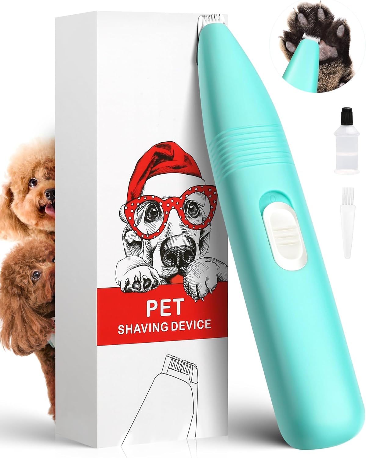 Dog Grooming Clippers, Dog Paw Trimmer with Detachable Ceramic Blade for Trimming Small Areas of Pet’s Hair, Low Noise Paw Grooming Shaver for Cat’s Eyes Face Ears Paws (Blue)