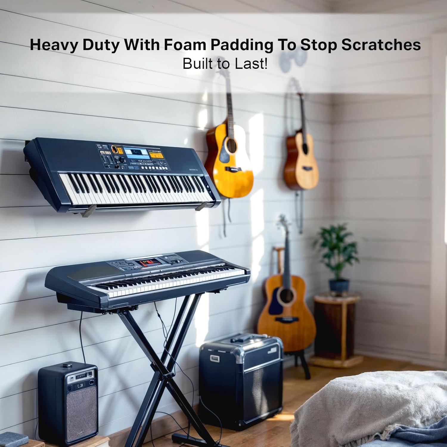 Victory Display SLATWALL Keyboard Arms – Fixed Length Keyboard Slat Wall Mount, Space-Saving Keyboard arms for Home Studios and retail stores, Displays keyboard at 45°, 65° & 90° Angles – 1 Pairs (16")