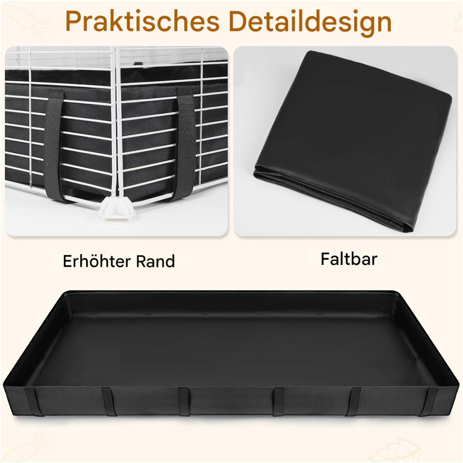 Generisch Fondo gabbia impermeabile per piccoli animali – Rivestimento lavabile in PVC con bordi rialzati e chiusure a gancio e anello – Tappetino di contenimento per porcellini, conigli e criceti