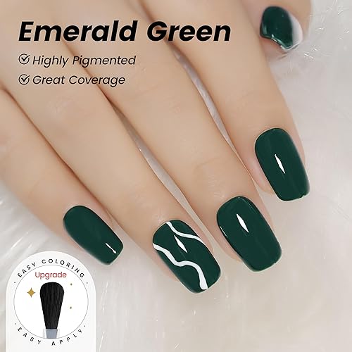Miniatura 2 de YTD Likomey Juego de esmaltes de uñas de gel, 3 colores verde salvia, verde esmeralda, champán, dorado, color de moda, pequeño, portátil, manicura,