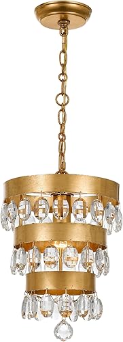 Crystorama Perla - Lámpara de araña de 1 luz de plata antigua