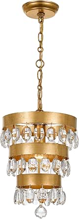 Crystorama Perla 1 Light Antique Gold Mini Pendant