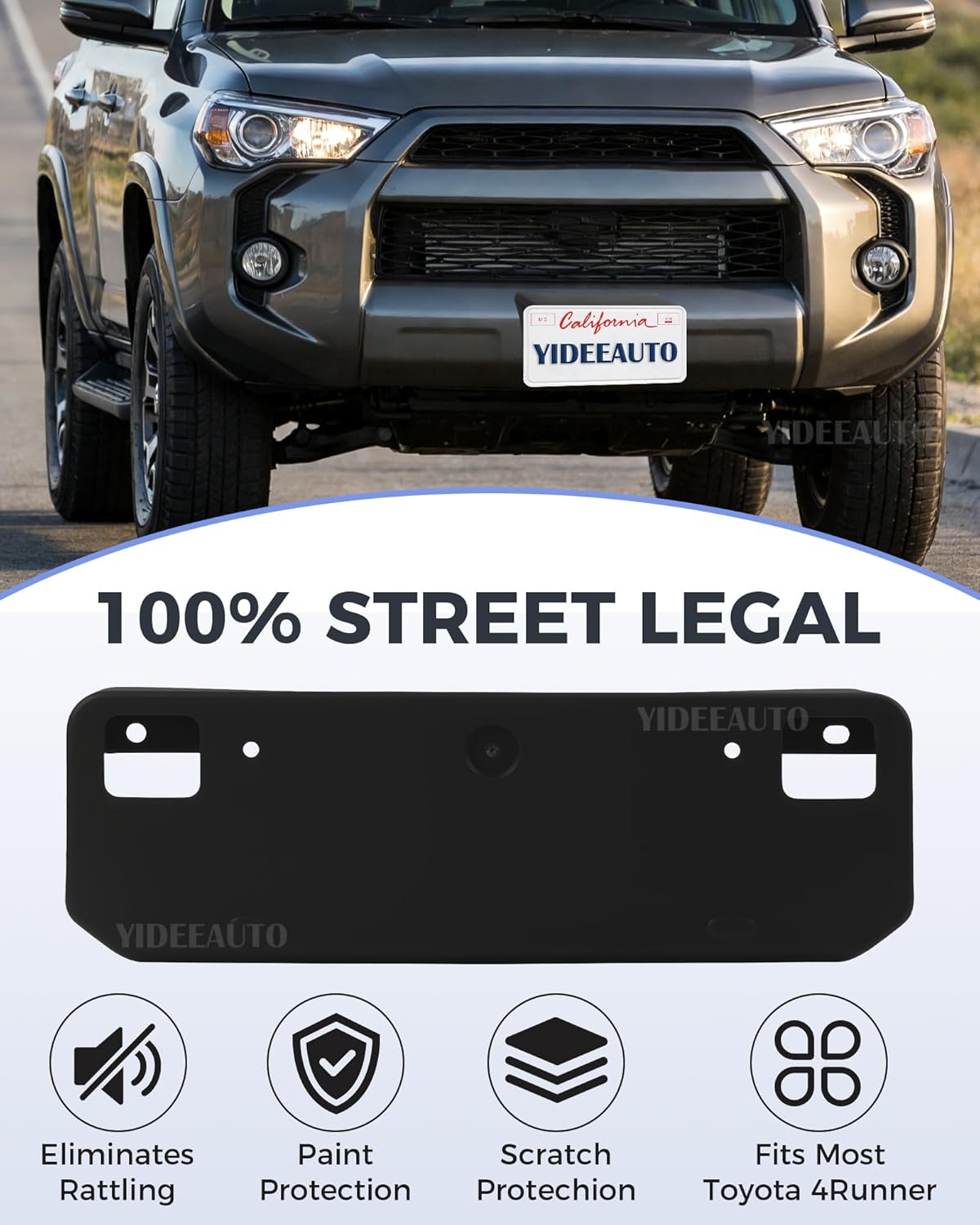 Front License Plate Mount Bracket for Toyota 4Runner 2014-2024 | Fits SR5, TRD Off-Road, TRD Pro, Trail | Replaces OE 5211435040 & TO1068130