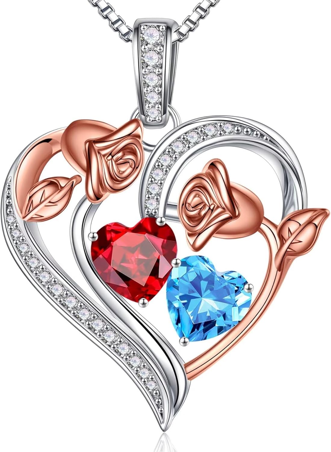 Iefil Mothers Day Gifts for Wife – 925 Sterling Silver Rose Heart Necklace, Anniversary Birthday Gifts for Wife Girlfriend Mom Daughter