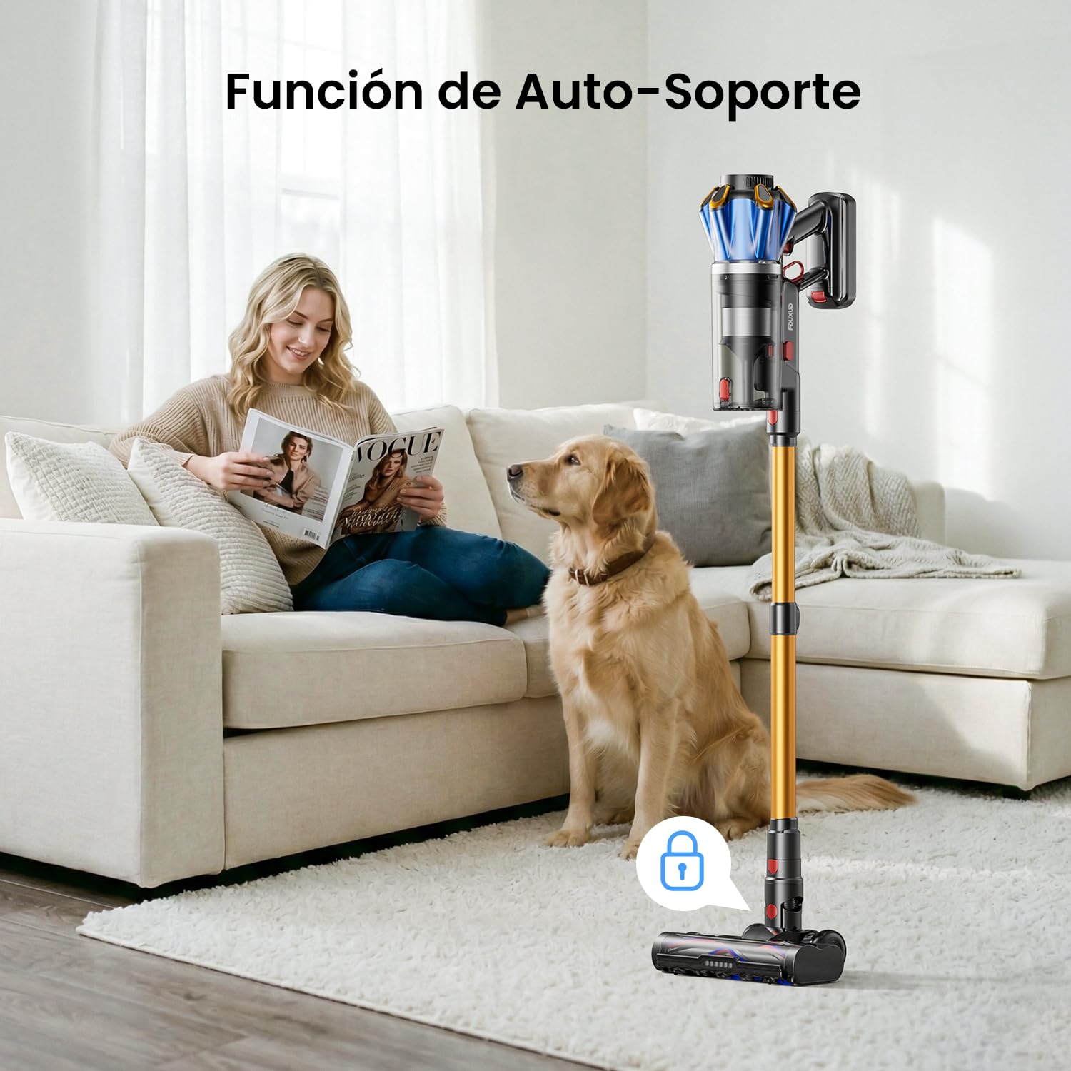 Aspiradora sin Cable 55KPa/650W/70Min Alfombras/Pelos Mascotas/Suelos Duros | Aspiradora Vertical sin Cable con Pantalla LED, Cepillo Anti-Enredos, Depósito 1,8L, Filtración 8 Etapas, Base de Carga Mural
