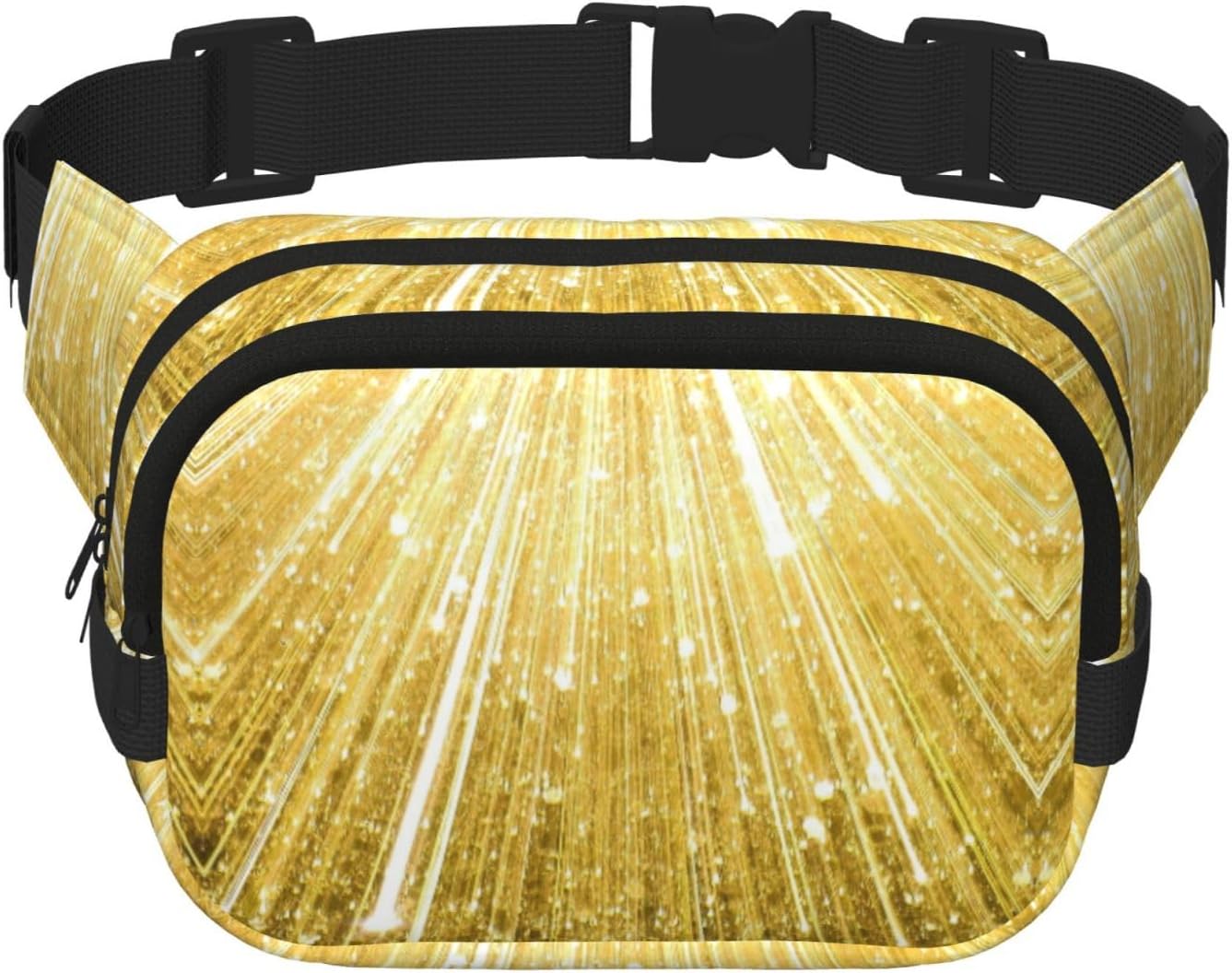 Gold Bling print Large Fanny Packs for Women Cute Cross Body Waist Bag Fashionable Fanny Pack