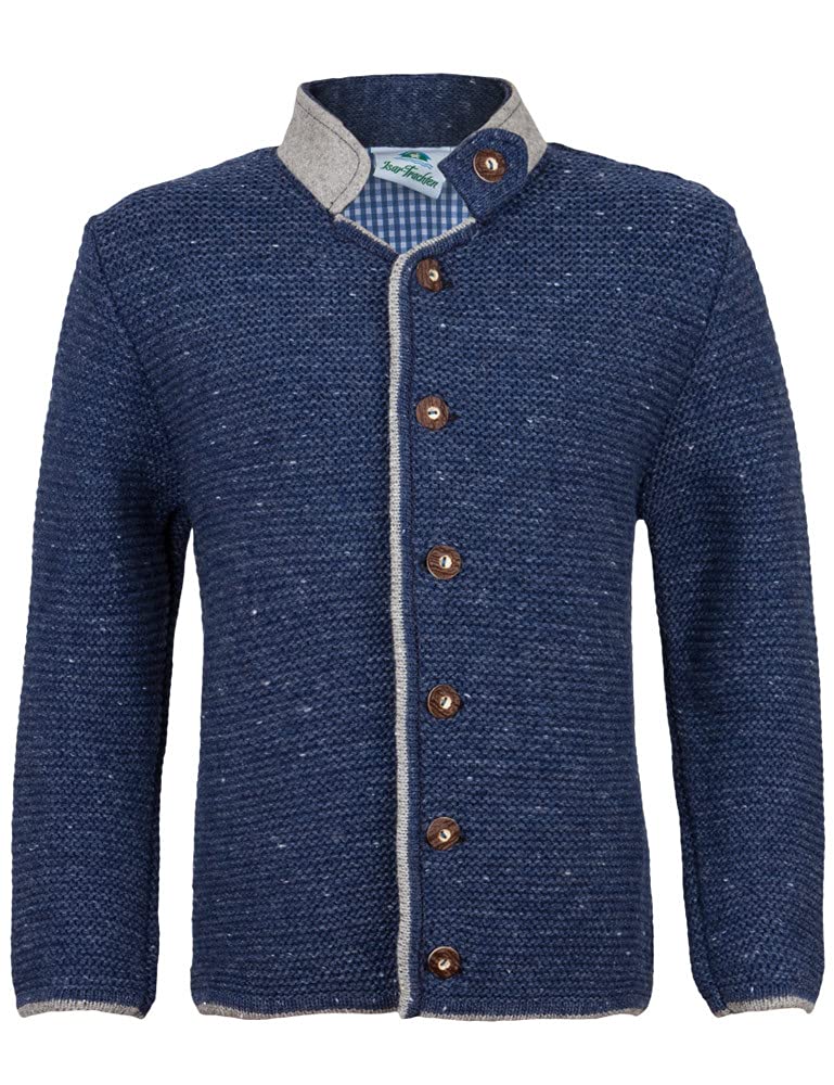 Isar-Trachten Kinder Strickjacke mit Stehkragen 47087 - Jeansblau Gr. 176