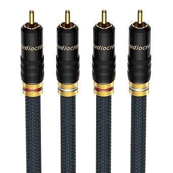 Viborg A10 RCA Cable 4.9ft/1.5m 2RCA to 2RCA Dual Male Stereo Interconnect Shielded Digital & Analogue for CD Players, Amplifiers, AV Receivers, HiFi Systems