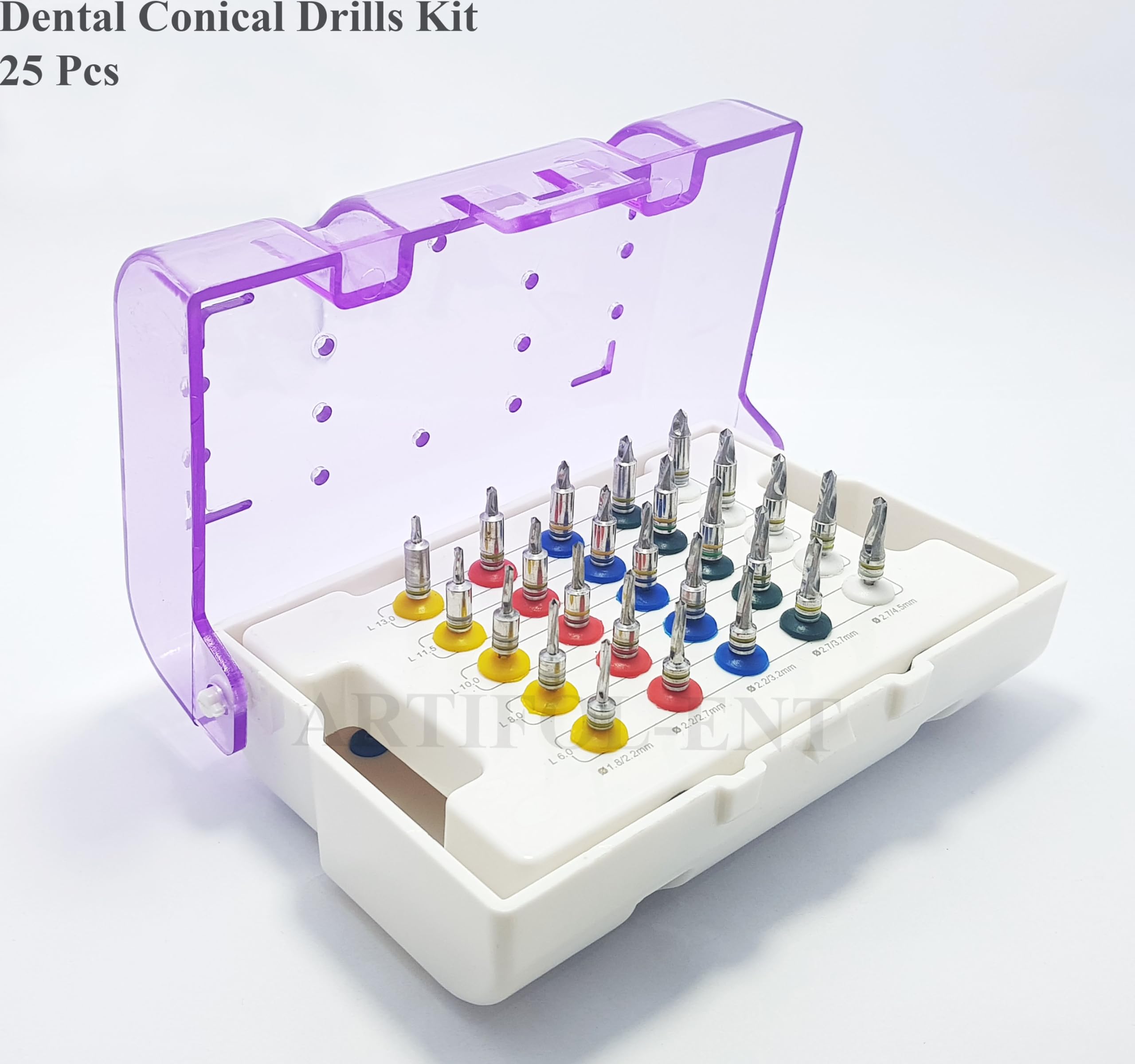 Generic Conical Drills Set with Stoppers 25 Pcs Implant Kit with Storage Box OS1048