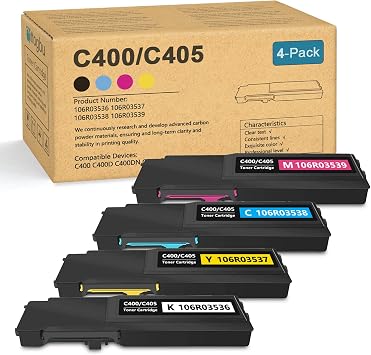 VersaLink C400 / C405 Extra High Capacity Toner Cartridge 4-Pack, BK/C/M/Y - 106R03536 106R03537 106R03538 106R03539 Replacement for Xerox VersaLink C400 C400D C400DN C405 C405DN C405N Printer
