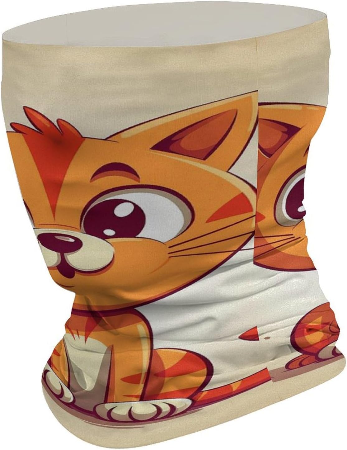Cat with Big Eyes Winter Neck Gaiter Windproof Face Cover Scarf Stylish Warmer Bandana Cloth Soft Face Mask for Men Women Sun Cooling Scarf for Skiing Hiking Cycling