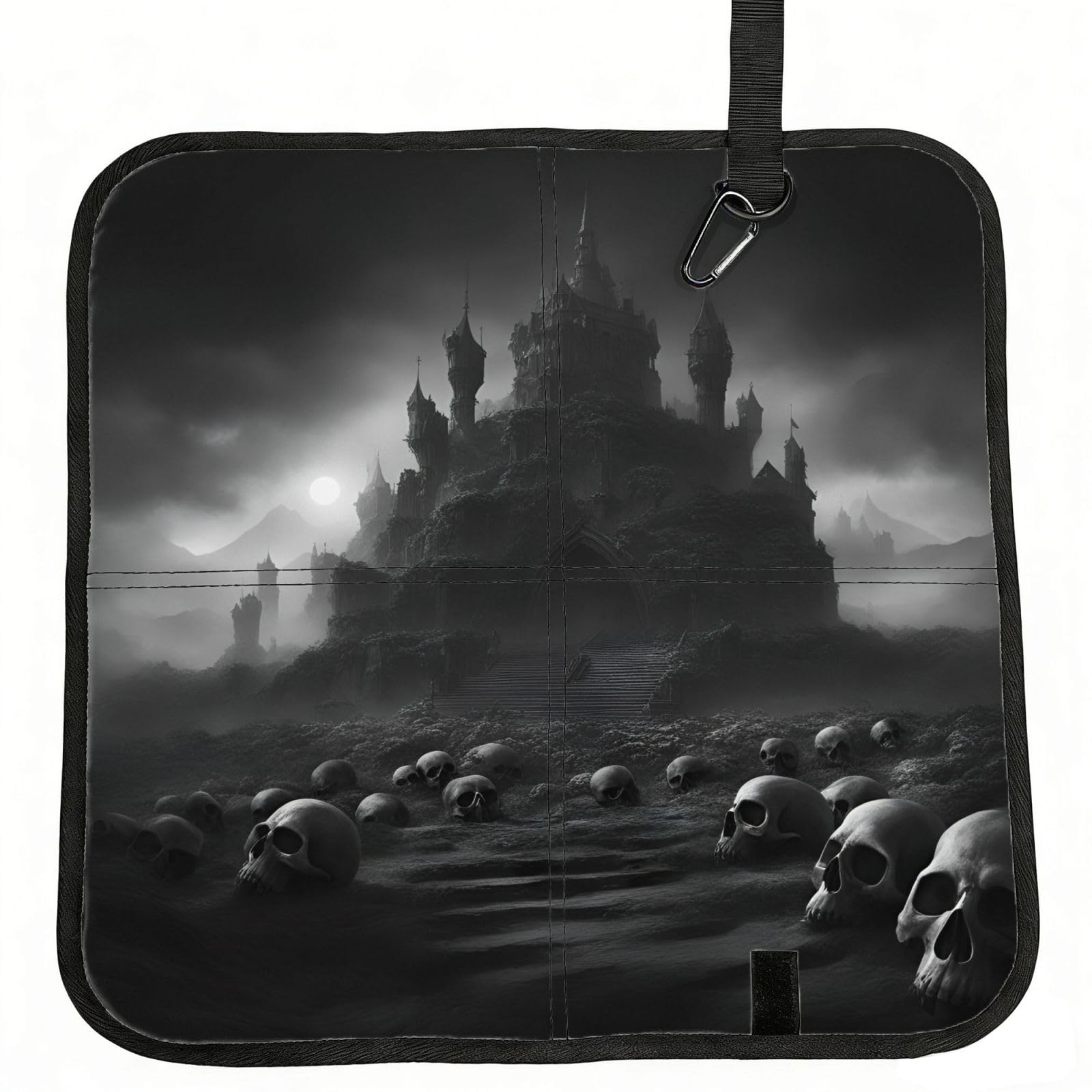 NImongt Black And White Skulls 1 Print Portable Chair Pad Foldable Seat Cushion Outdoor Seating Office Picnic Camping