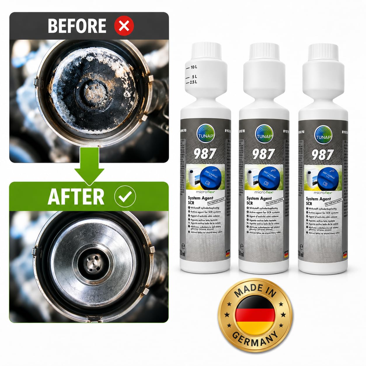 Pack 3 x 987 – Aditivo Anticristalizante para AdBlue y Sistema SCR – Previene Cristalización, Limpia y Protege Catalizador Diésel – 250 ml c/u – Formato Ahorro