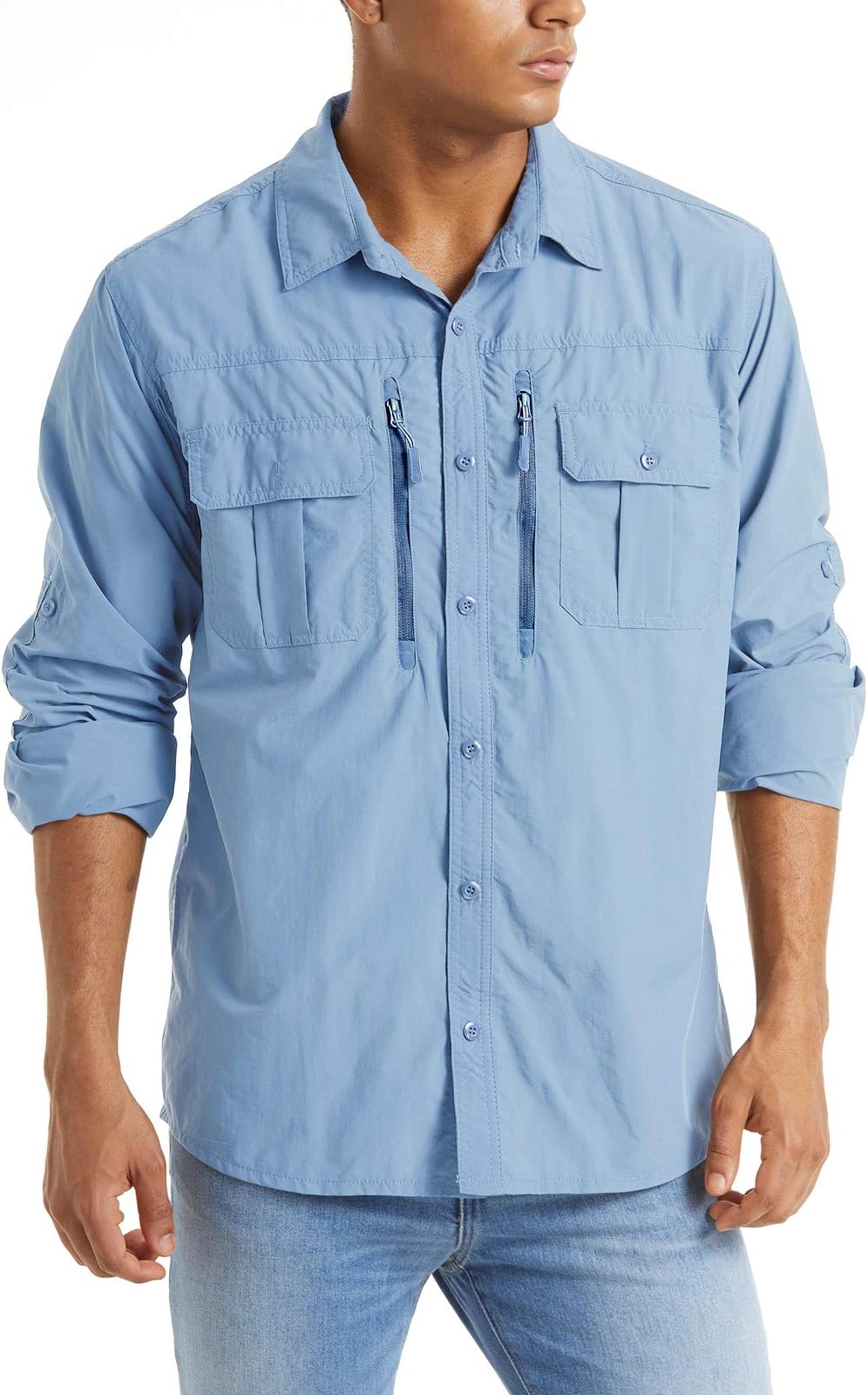 Fishing Shirt for Men, Long Sleeve Shirt Quick Dry Fit, Tactical Shirt Button Up, Work Shirt Lightweight Safari