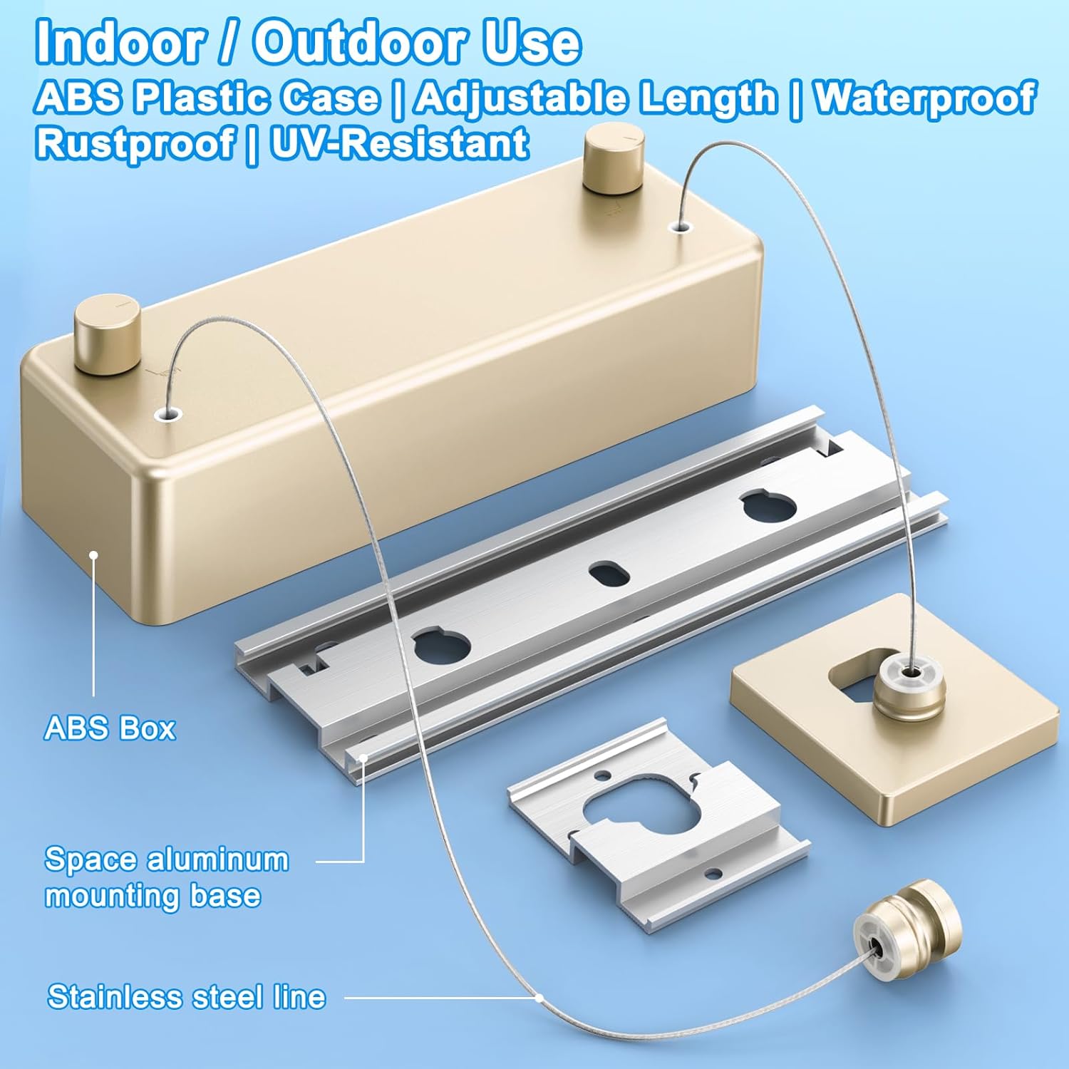Retractable Wall-Mounted Clothesline - 16.7" Stainless Steel Double Lines for Indoor & Outdoor Use, Perfect for Balconies and Courtyards, Ideal Laundry Drying Solution (Gold)