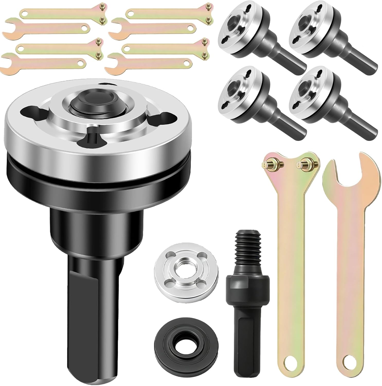 10 Set Conversion Angle Grinding Adapter Connecting Rod Kit | Electric Drill Conversion Angle Grinder Accessories, Heavy-duty steel connecting rod with wrenches & flanges for cutting