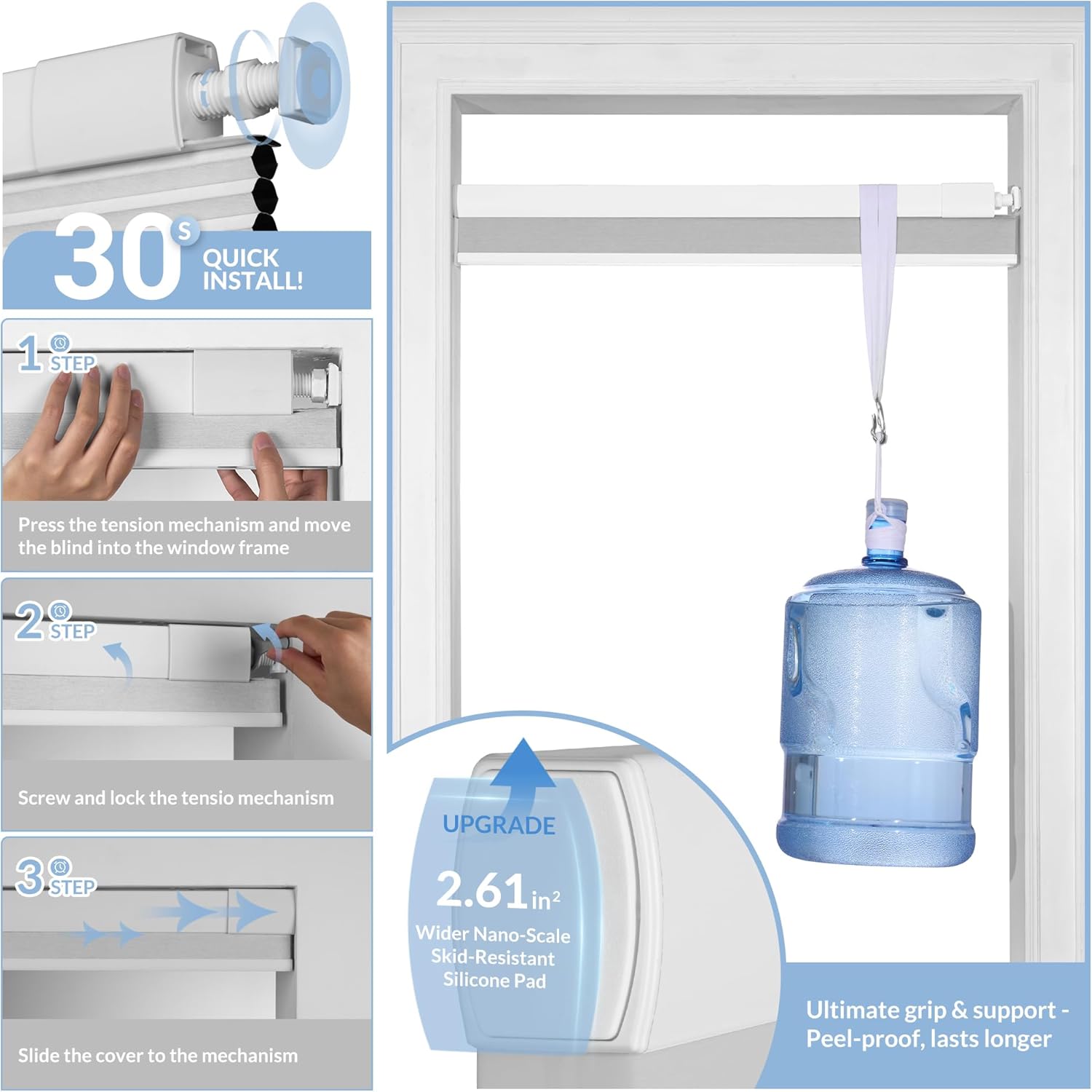 Boolegon No Drill Blinds for Indoor Windows Half Blackout Cellular Shades Cordless No Tools Honeycomb Pull Down Blinds Easy Install No Screws Cellular Shades for Door, Home, Brown