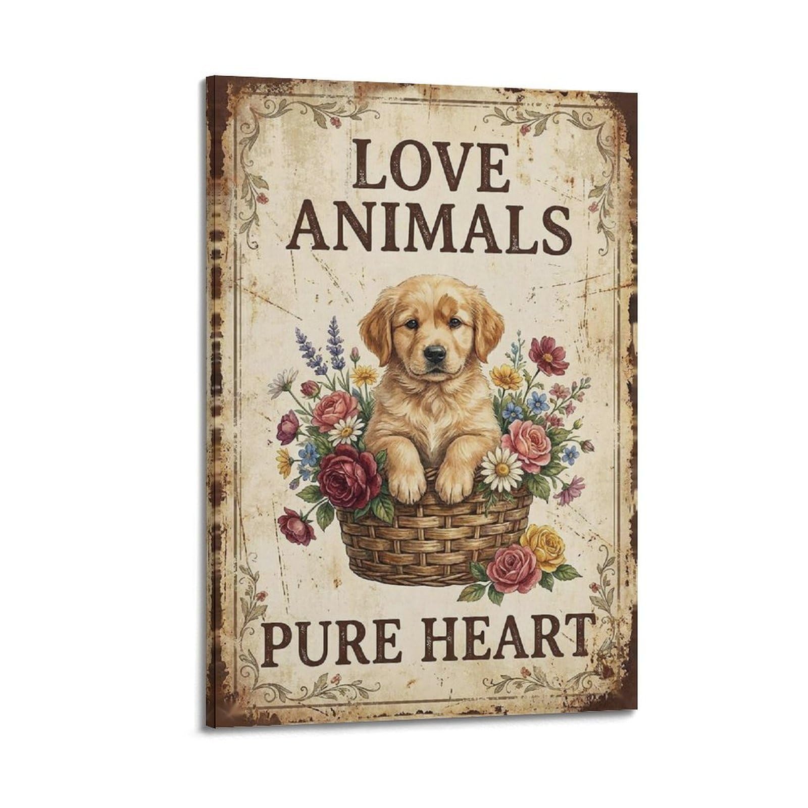 OKAHYS Dog Pet Country Vintage Poster Loyal Companion Classic Modern Decorative Canvas Prints - Ideal Wall Art for Family, Man Cave, Game Room, Boys & Girls Bedroom 24x36inch