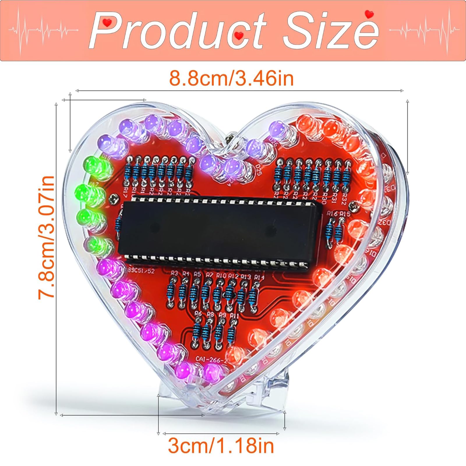 Kit de manualidades de luz LED RGB en forma de corazón, fácil montaje, juego de práctica de soldadura para el día de San Valentín y el día de la madre, kit electrónico de soldadura para manualidades