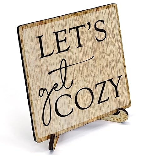 Best Cozy Wooden Decor 5"X5", Let's Get Cozy Wooden Desk