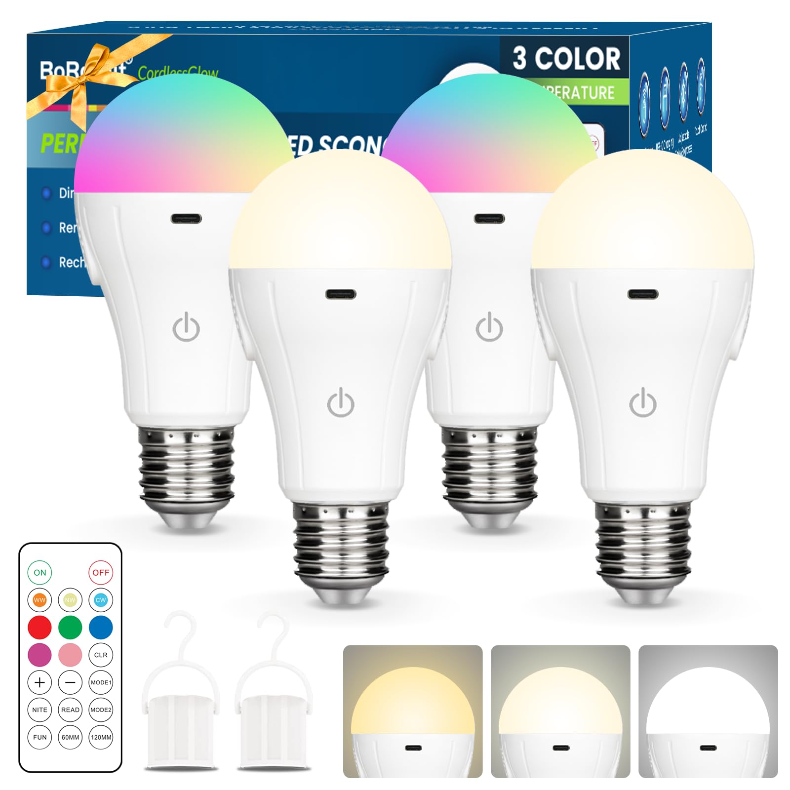 BoRccdit CordlessGlow Rechargeable Light Bulbs
