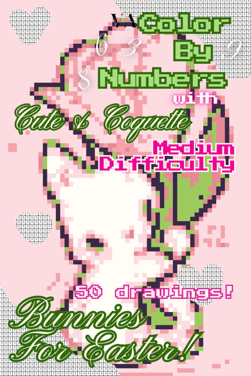Cute Bunny Color by Number: – Coquette Easter Coloring Book