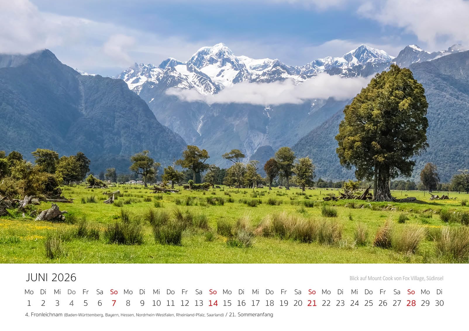 Edition Seidel Premium Kalender Neuseeland 2026 Format DIN A3 Wandkalender Wellington Pazifik Insel Nationalparks Christian Müringer