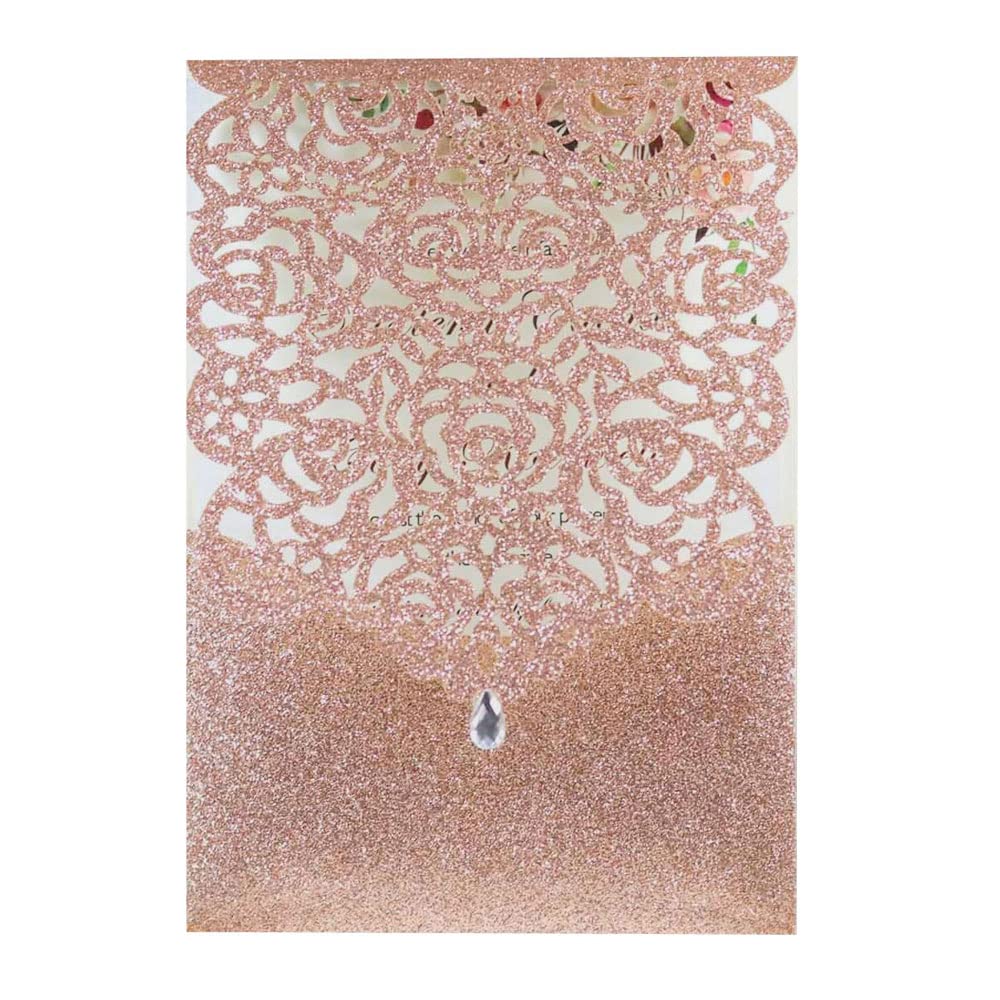 UMIMO 5 x 7.1 Inch 50pcs Silver Laser Cut Lace Flora Wedding Invitation Cards with Butterfly and Envelopes Customized Printed Invitations for Quinceañera Wedding Invite