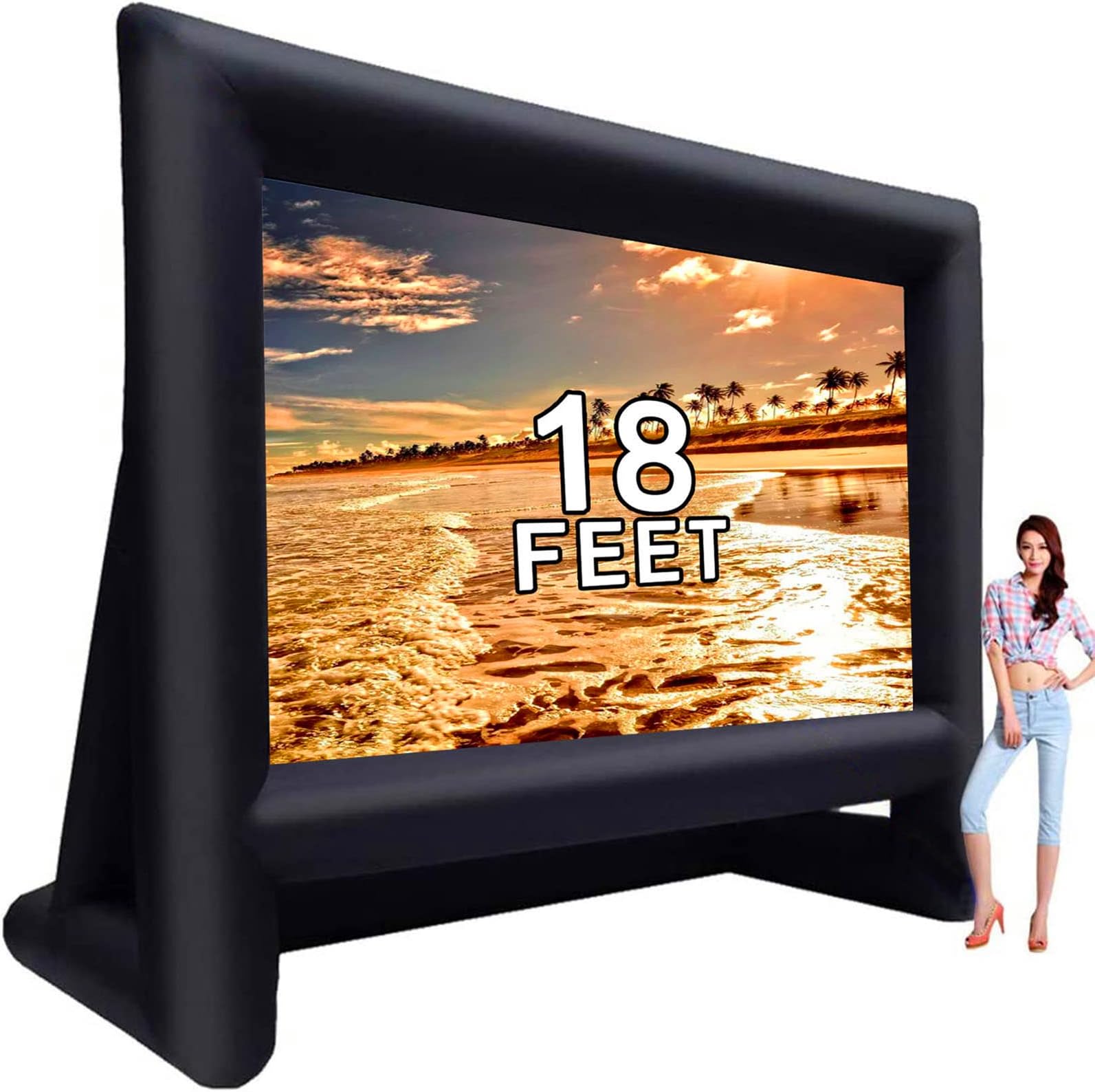 GYUEM ‘Inflatable Movie Screen | 14ft/16ft/19ft Mega Projection Movie Screen | Portable Lightweight & Fully Equipped Blower Easy Set up | Great Outdoor Backyard Pool Fun (16 Feet