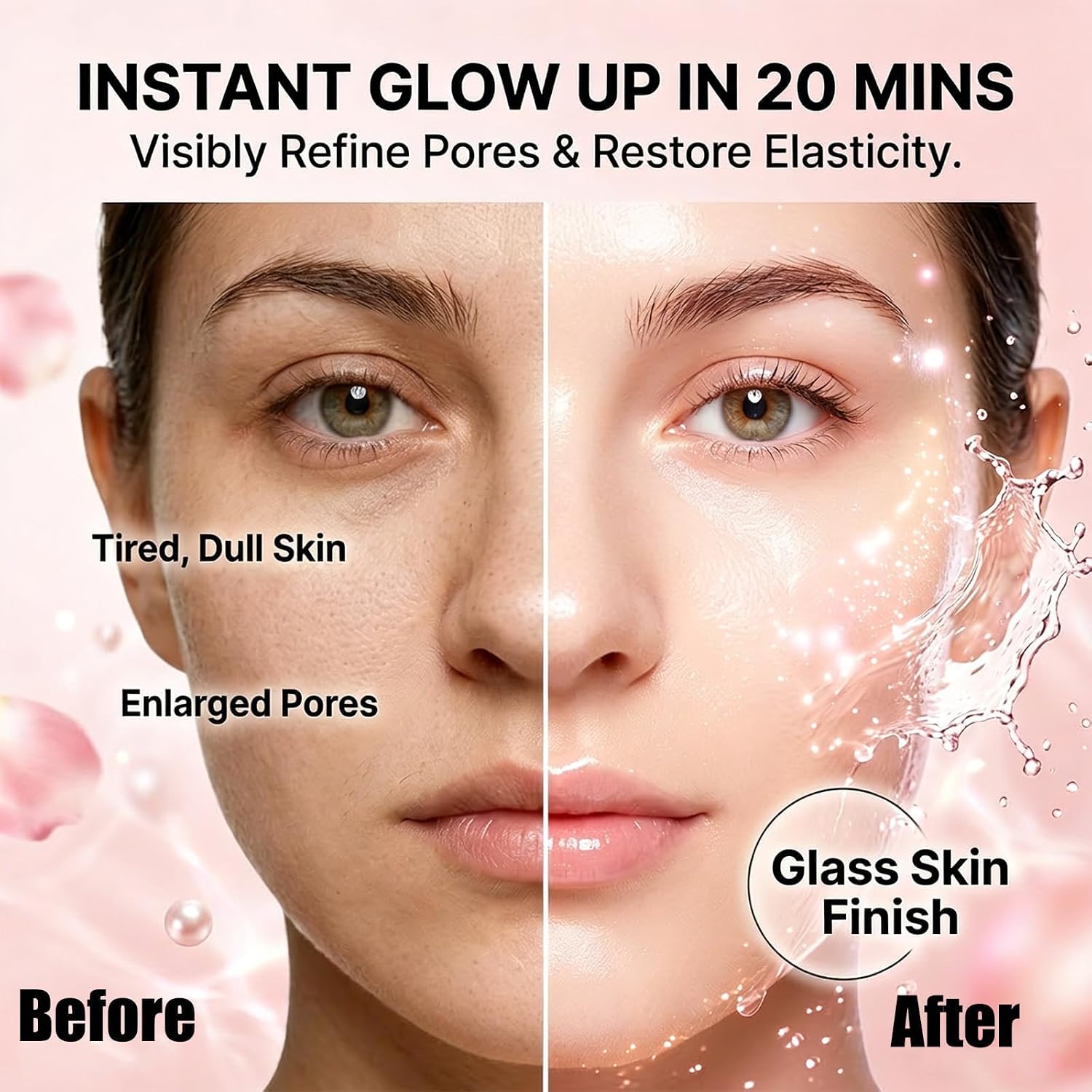 Collagen Glow Up Hydrogel Mask, 8-Pack Premium Overnight Facial Sheet Masks for Glass Skin, Turns Clear, Low-Molecular Hyaluronic Acid & Cica for Deep Hydration, Firming & Pore Refining
