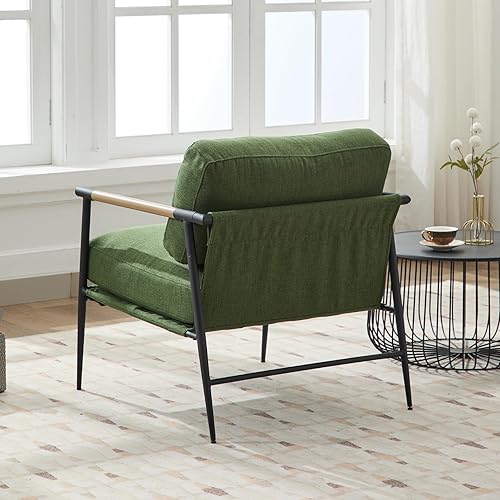 Miniatura 74 de DUOMAY Silla decorativa moderna Mid-Century, cómoda silla de sherpa para sala de estar, dormitorio, oficina, sillón de respaldo medio con patas de