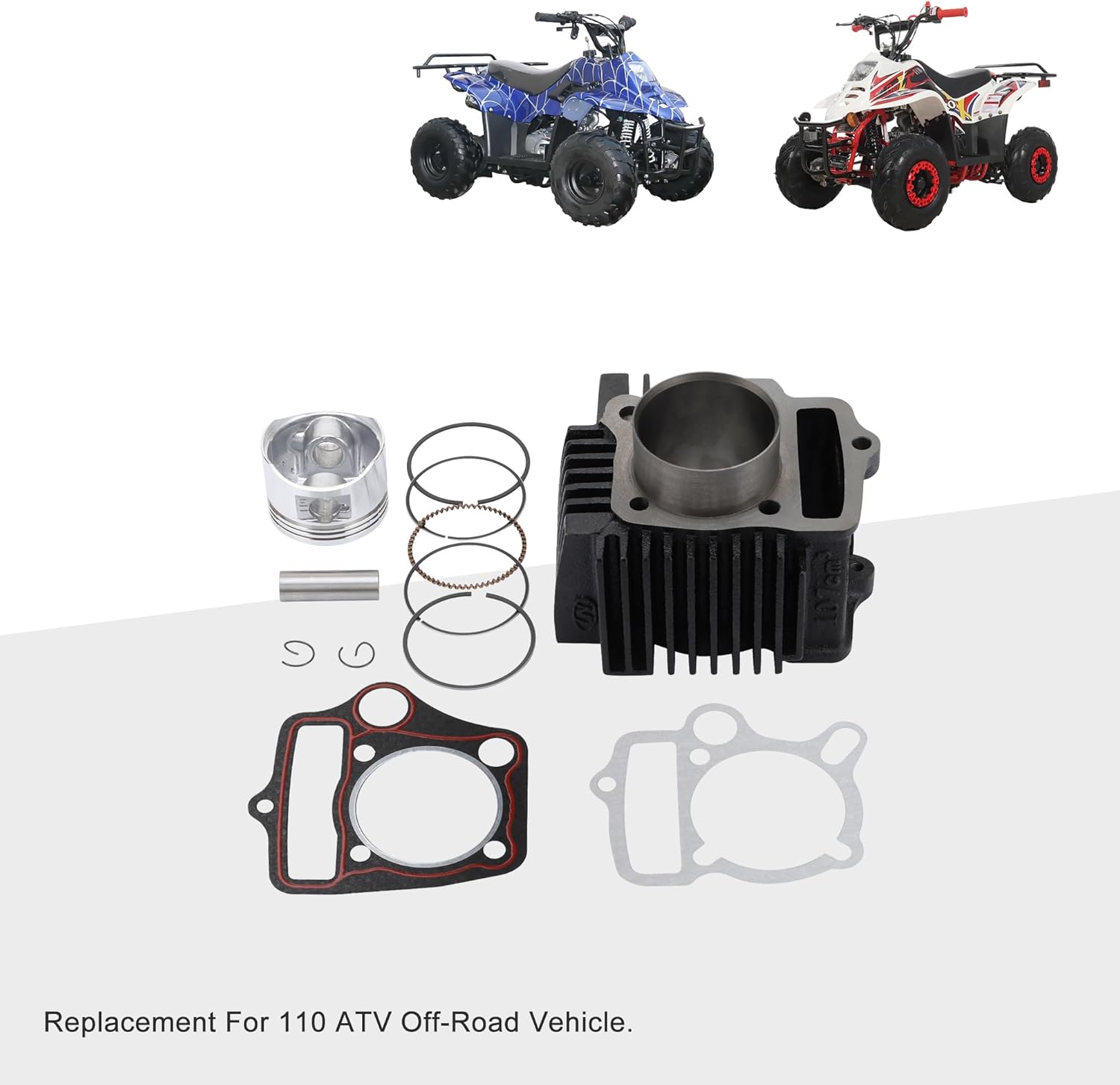 GOOFIT 52.4mm Engine Parts Cylinder Big bore Kits with Gaskets and Piston Set for 4 Stroke Chinese TaoTao Coolster ATV 110cc Pit Quad Dirt Bike Go Kart Cylinder with Piston Ring Kit