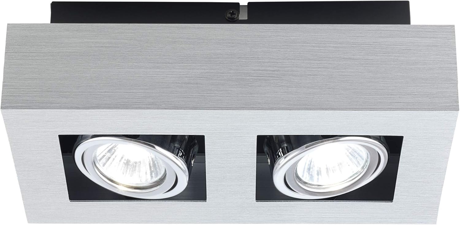 Eglo 89076A 2x35W Ceiling Track Light with Brushed Aluminum, Black & Chrome Finish