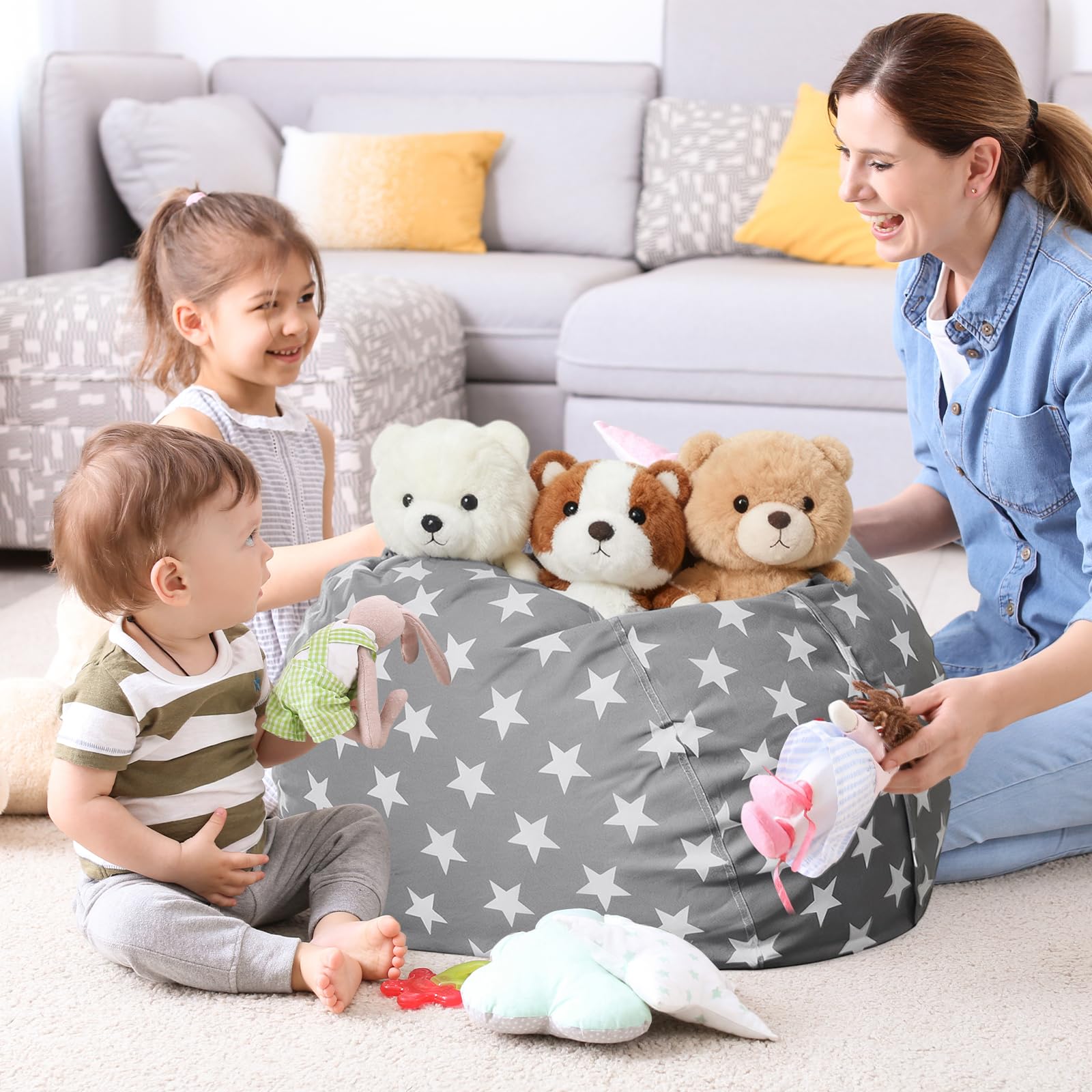 Bolsa de almacenamiento de juguetes, puf para niños, sofá, bolsa de almacenamiento de juguetes, bolsa de almacenamiento de juguetes con cremallera, para juguetes, ropa de 24 pulgadas
